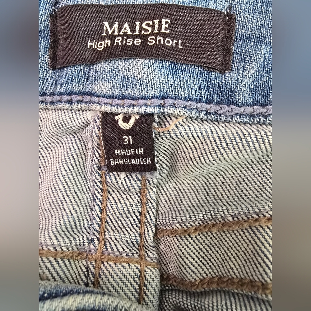 NEW TRUE RELIGION BLUE SHORT SIZE W31  high rise short  nwt - Picture 3 of 12